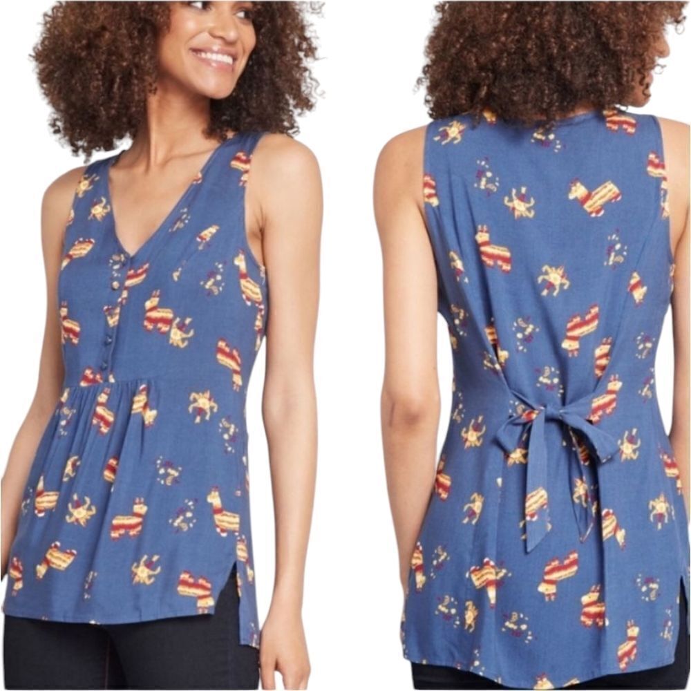 NWT ModCloth Pinata print Tunic blue size XXS